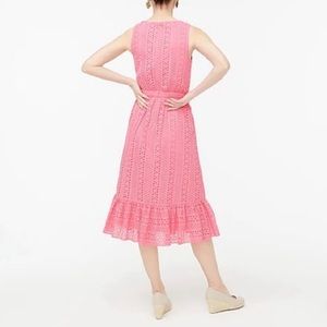 J Crew Pink Eyelet Tiered Dress